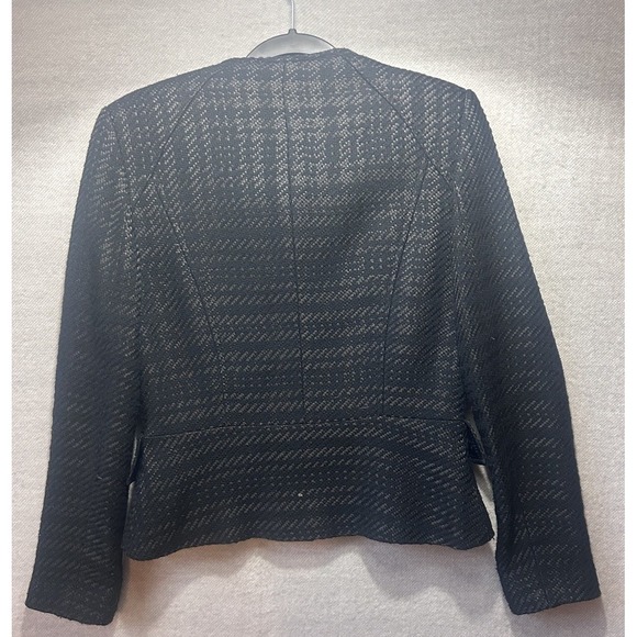 Alfani Black Metallic Textured Jacket Womens Size 4 Cropped Blazer Classic - Picture 7 of 9